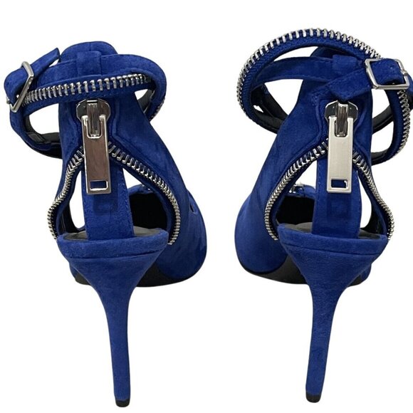 NEW Gianni Bini Tatum Suede Zipper Detail Cut-Out Pumps in Blue Sz. 5 - Picture 2 of 2